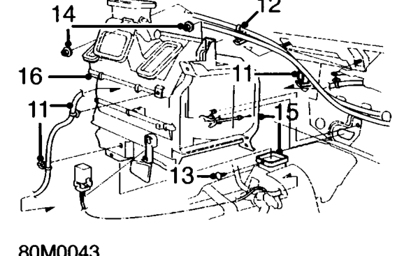 Heater unit – Remove 7 bolts and remove column support beam.