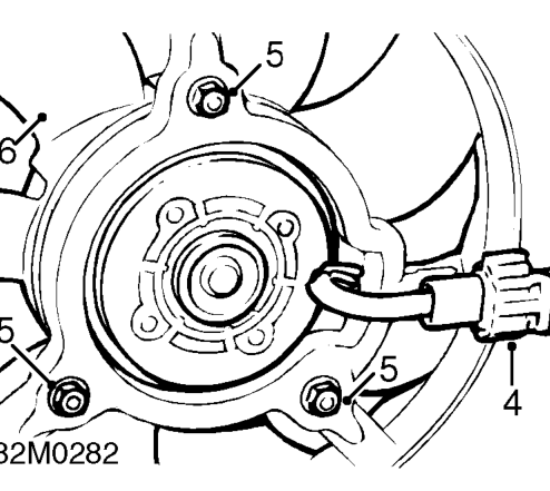 Condenser cooling fan – Remove front bumper. See BODY, Exterior fittings.