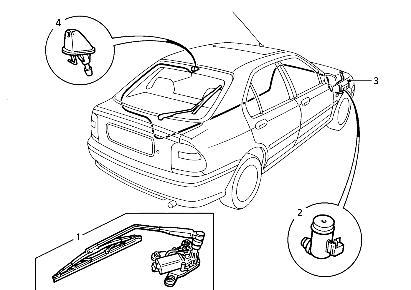 Rear screen wiper and washer operation