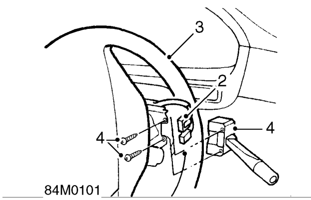 Switch - windscreen washer and wiper – Remove 3 screws, then carefully separate and remove upper and lower sections of column nac