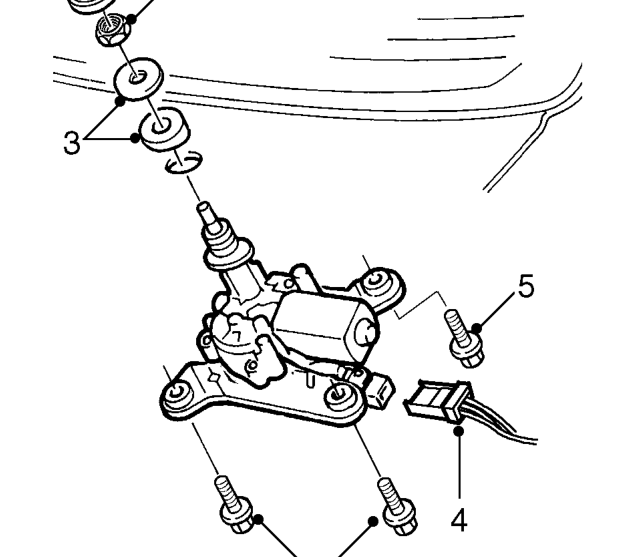 Wiper motor - rear screen – Remove tailgate trim casing. See BODY, Interior trim components.