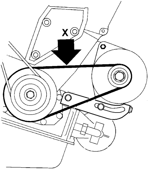 Alternator drive belt - ’k’ series without air conditioning – Check condition of drive belt, renew a drive belt that shows signs of wear and splitting.