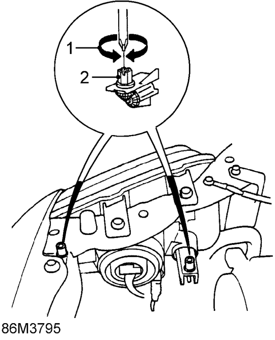 Headlamps adjust – Switch on headlamps. Headlamp setting = 1.4% below horizontal and parallel.