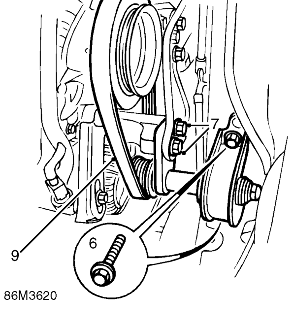 Alternator drive belt - ’k’ series without air conditioning – Release drive belt tension by turning the tension adjusting bolt anti-clockwise.