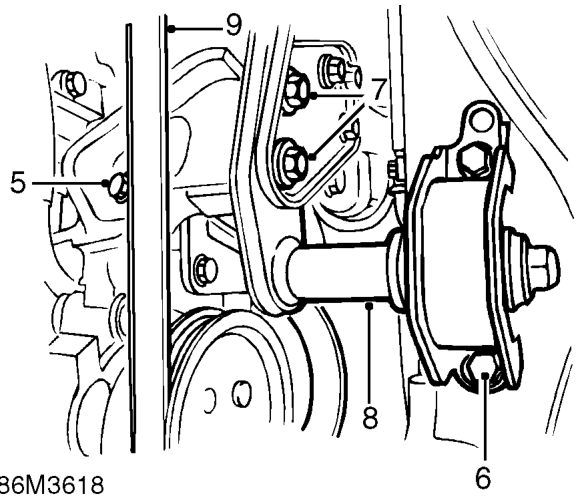 Alternator drive belt - ’k’ series with air conditioning – Loosen drive belt tensioner pulley securing bolt.