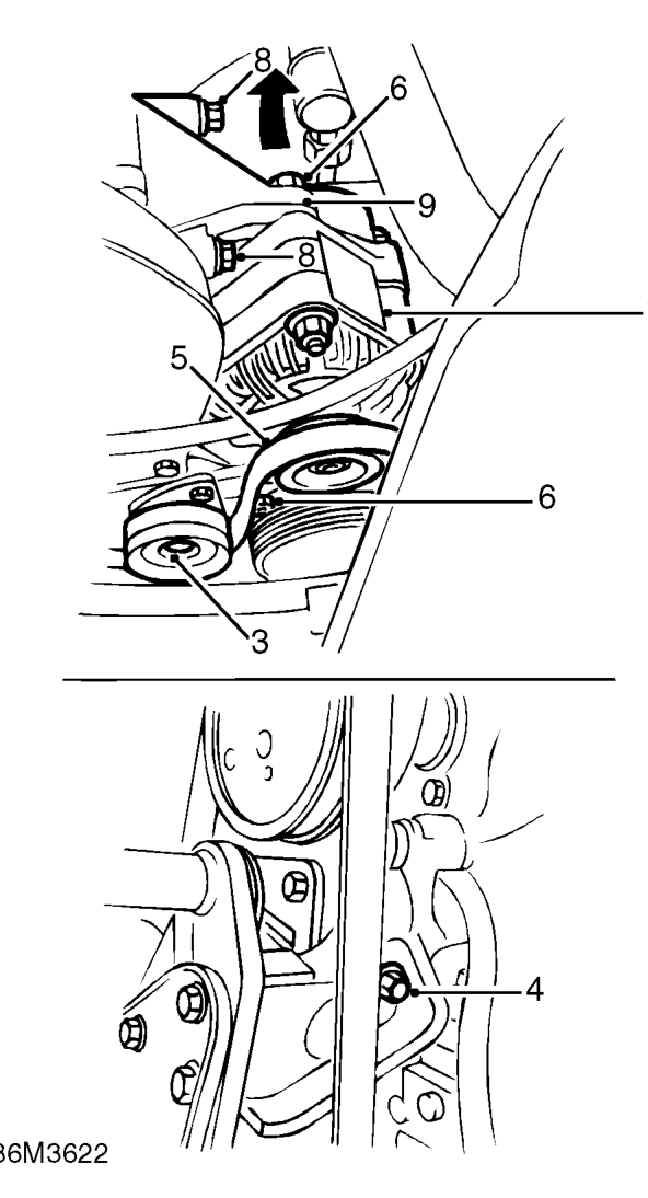 Alternator - ’k’ series with air conditioning – Raise front of vehicle.