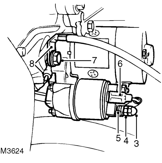 Starter motor - ’k’ series – Raise front of vehicle.