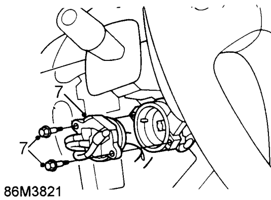 Remove cable tie securing leads to steering column lock.