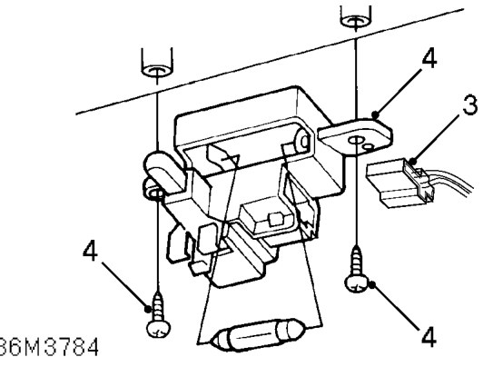 Glove box lamp – Release catch and remove glove box.