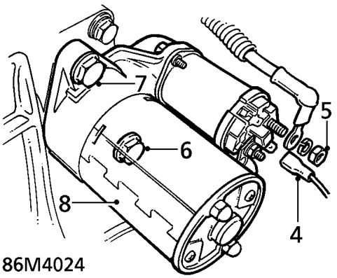 Starter motor - ’t’ series – Release evaporative emissions charcoal canister from mounting bracket and position aside.