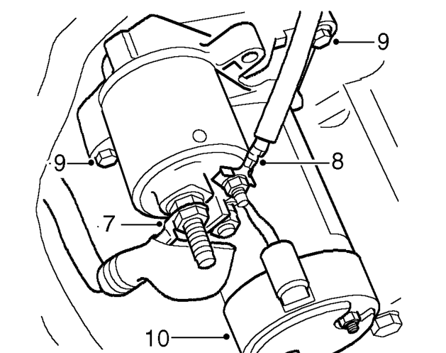Starter motor ’d’ series - 97.5 my on – Release engine breather hose clip and remove air intake hose from engine breather pipe.