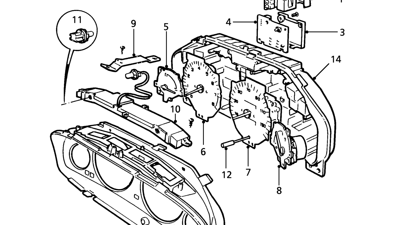 Instrument pack components - exploded view