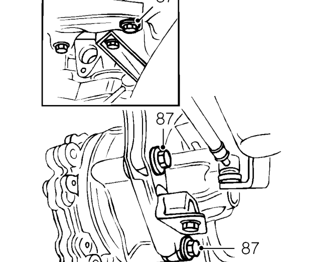 Remove bolt securing steady bar to engine.