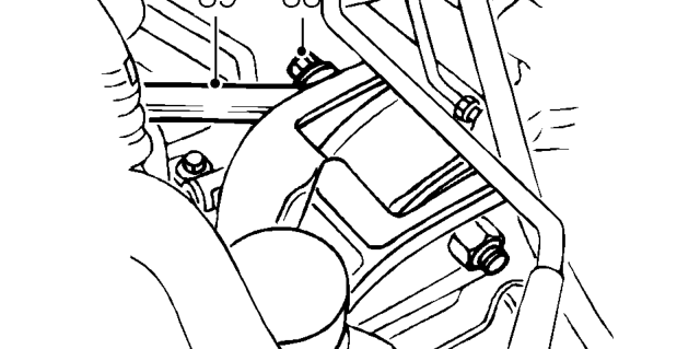 Remove 3 bolts securing rear engine mounting to engine.