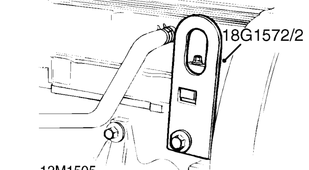 Fit engine lifting bracket tool 18G 1572/1 to cylinder head. Fit bolts and tighten to 9 Nm