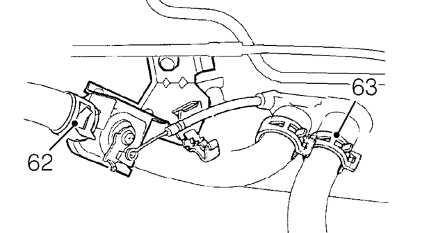Loosen clip and disconnect expansion tank hose from inlet manifold.