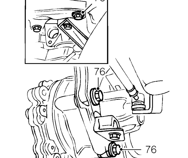 Remove bolt securing steady bar to engine.