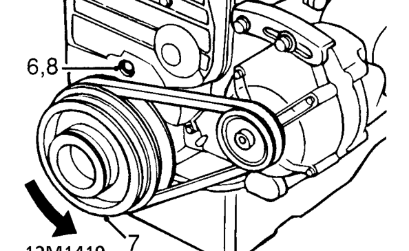 Camshaft timing belt - up to 97.5 my – Remove timing belt pulley bolt access plug from lower cover.