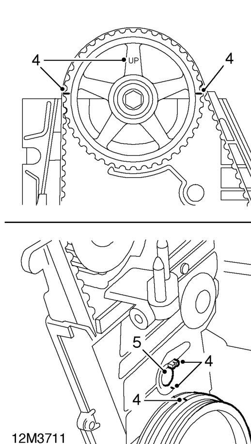 Camshaft timing belt - 97.5 my on – Rotate crankshaft 6 times anti-clockwise to settle drive belt.