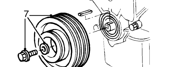 Crankshaft pulley - up to 97.5 my – Fit tool 18G 1737 to starter aperture and secure with 2 bolts.