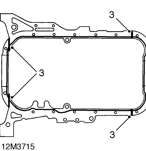 Apply liquid sealant to front and rear corners of gasket and fit gasket to sump.