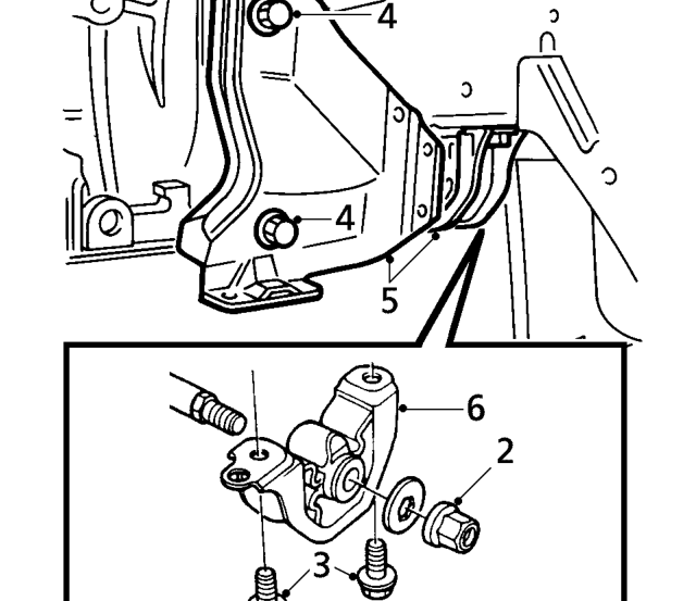 Engine lh front mounting – Remove underbelly panel. See BODY, Exterior fittings.