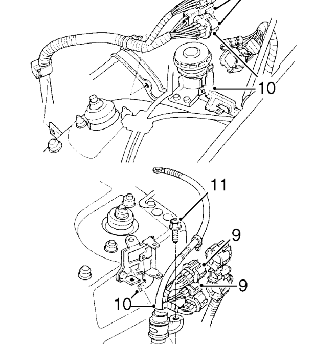 Engine and automatic gearbox – Disconnect both battery leads, earth lead first.