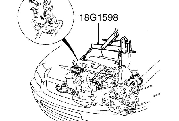 Up to 97.5my illustrated – Fit lifting bracket to alternator mounting bracket using a 10mm bolt.