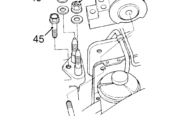 Up to 97.5my illustrated – Remove screw securing engine harness clip to rear mounting bracket.