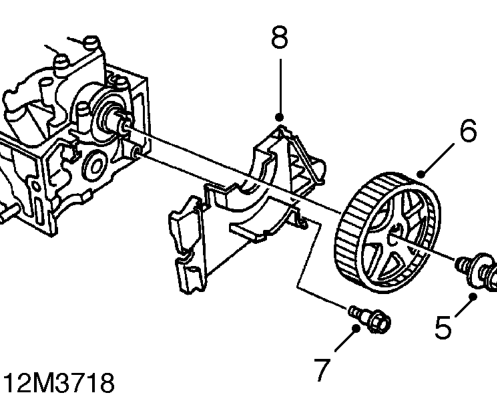 Camshaft front oil seal - 97.5 my on – Hold camshaft pulley using tool 18G 1521.