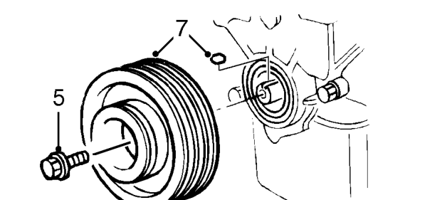 Crankshaft pulley - 97.5 my on – Fit tool 18G 1672 with 18G 1672-1 to crankshaft pulley.