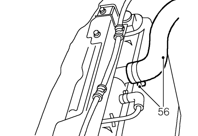 Loosen clip and disconnect heater hose from coolant rail.