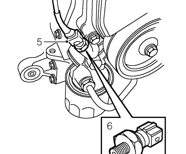 Oil pressure switch – Position drain tin below engine oil filter.