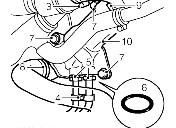Oil cooler – Loosen clip and disconnect coolant hose from thermostat.