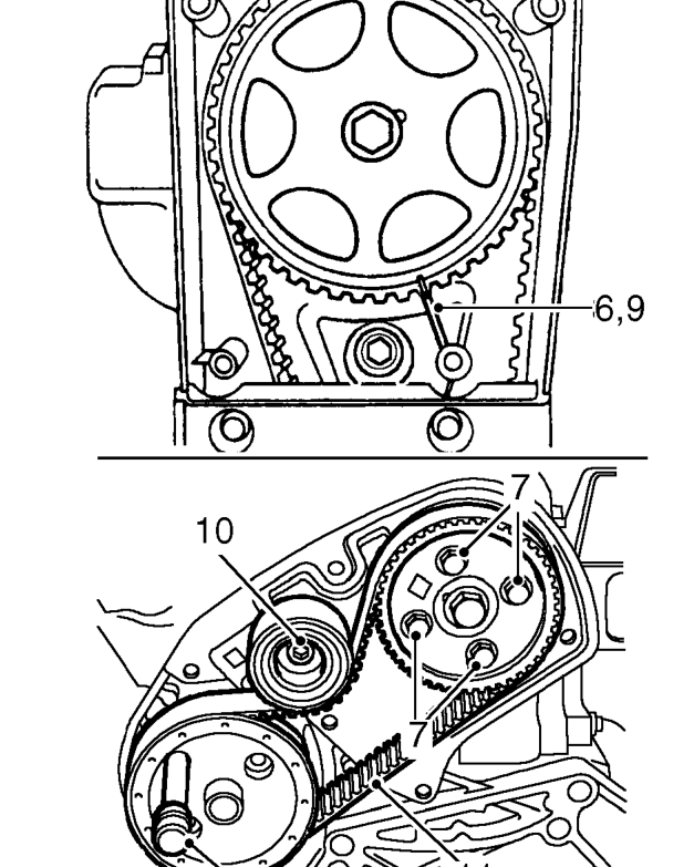 Gearbox adaptor plate – Restrain camshaft gear using tool 18G 1521 and loosen FIP belt drive gear.
