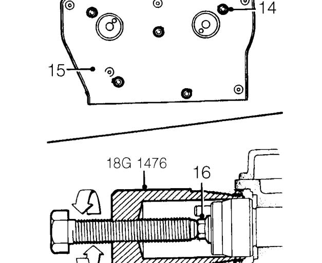 Remove camshaft gears, noting the ’IN’ and ’EX’ identification marks.