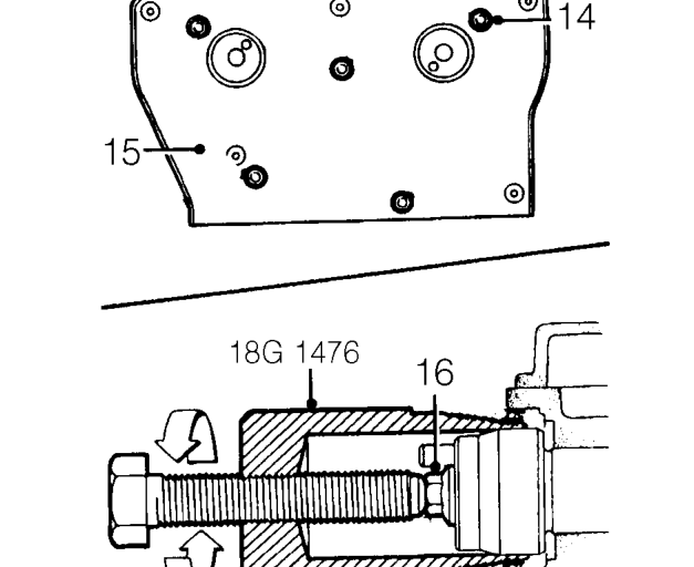 Remove camshaft gears, noting the ’IN’ and ’EX’ identification marks.