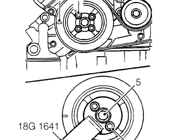 Crankshaft front pulley – Remove auxiliary drive belt. See ELECTRICAL, Repairs.