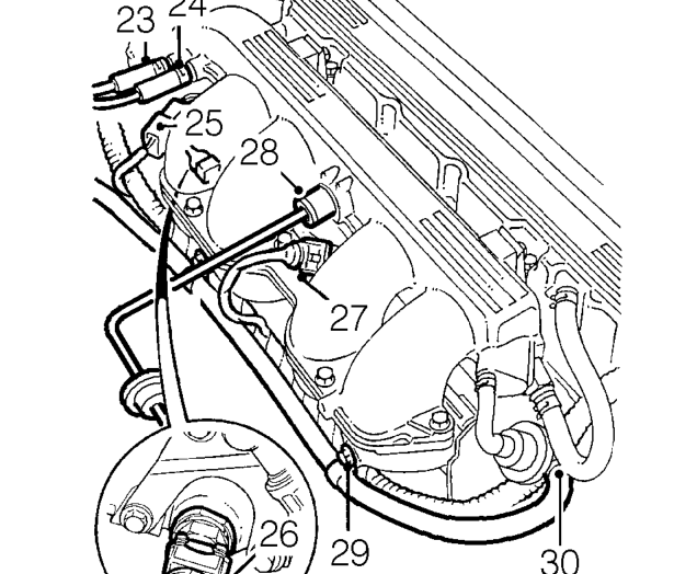 Remove 2 bolts securing PAS pipe brackets to cylinder head.