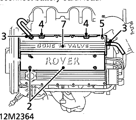 Inlet camshaft cover gasket – Disconnect battery earth lead.
