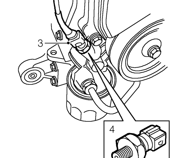 Oil pressure switch – Position drain tin below engine oil filter.