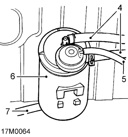 Up to 97.5 my illustrated. – Disconnect hose from manifold and breather pipe. Remove hose from air cleaner. 97.5 MY on: