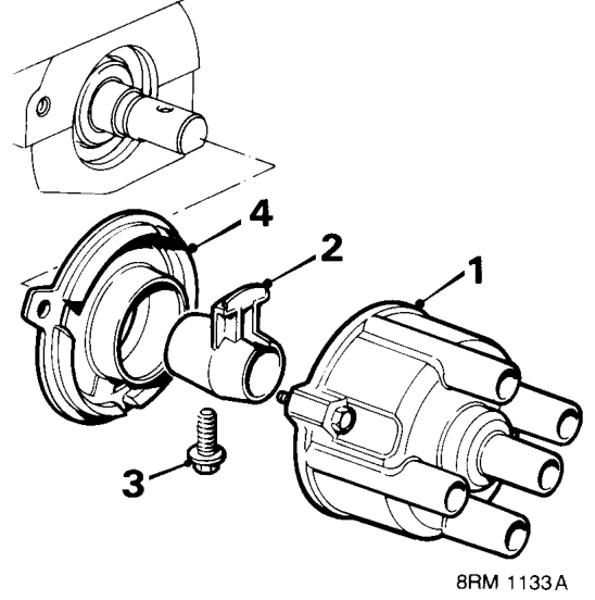 Distributor cap and rotor arm - ’k’ series – The coil for the programmed ignition system is mounted on the back of the engine. The coil