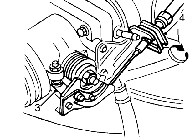 Throttle cable - ’k’ series – Position outer cable to abutment bracket so that adjusting nut is in contact with top of a