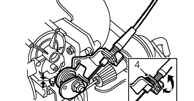 Throttle cable - ’t’ series – Position outer cable in abutment bracket and adjust cable adjusting nut until it just cont
