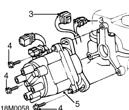 Distributor - up to 97.5 my – Noting their fitted positions, disconnect 4 h.t. leads from distributor cap.