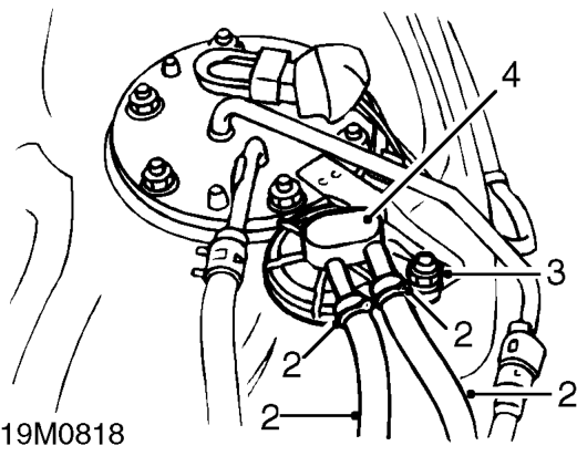 Evaporative emission 2 way valve - ’d’ series – Remove fuel tank assembly. See this section.