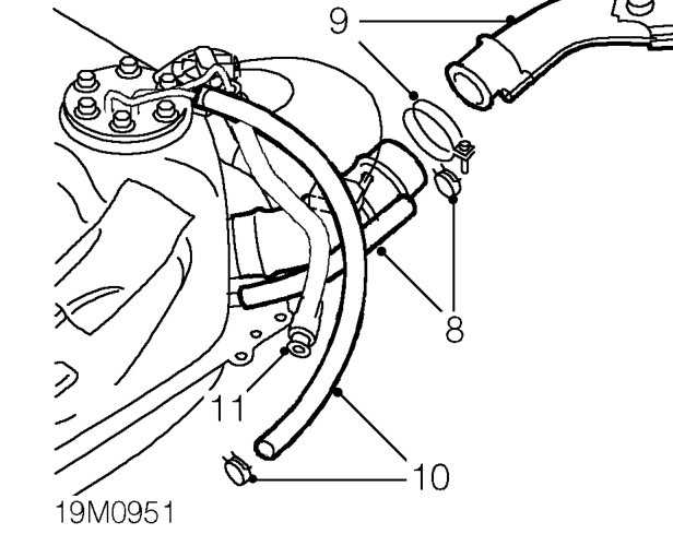 Fuel tank - ’l’ series – Release multiplug from bracket on body.