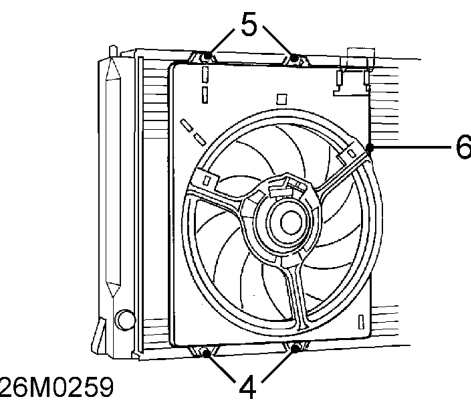 Radiator cooling fan - ’k’ series without air conditioning – Release radiator top hose from clip on cooling fan housing and position top hose aside.