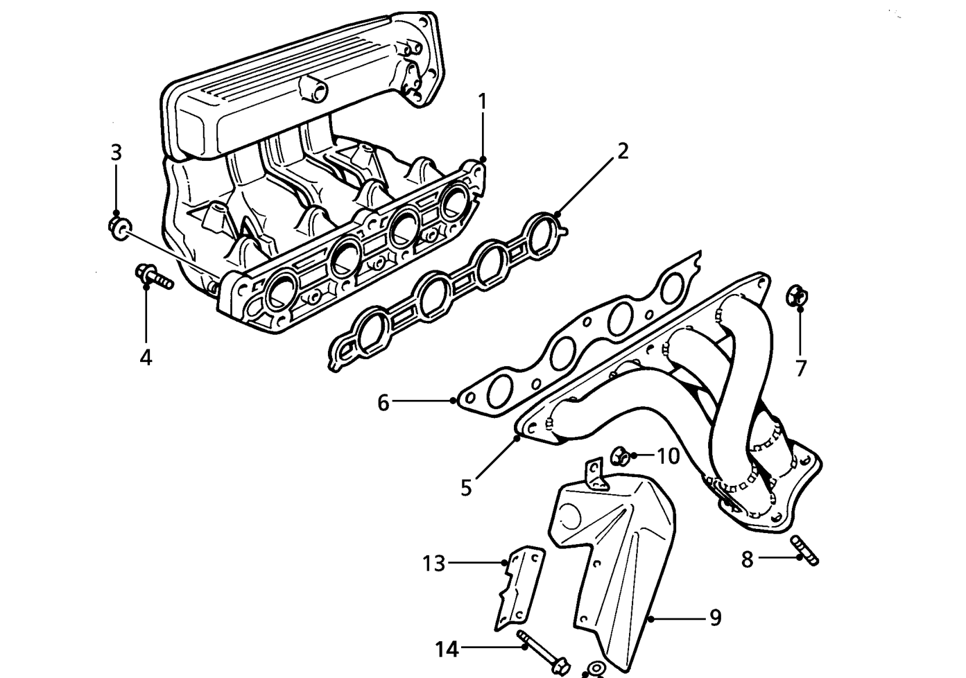 Inlet and exhaust manifolds - ’k’ series